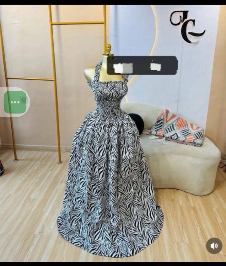 Shirred maxi Ankara dress