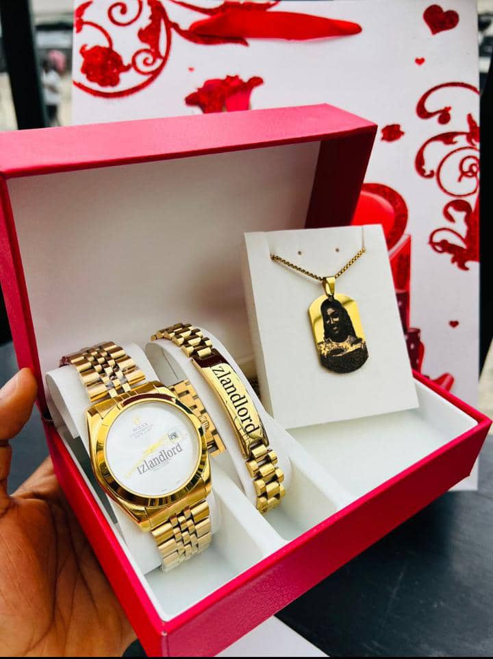 Customised Jewelry Box with Wrist Watch, Bracelet and Neckpiece